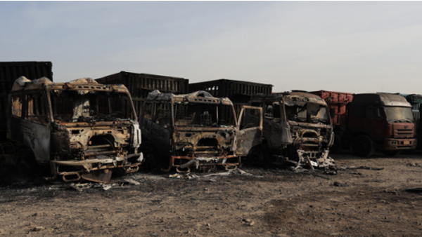 運輸乙炔的大貨車爆炸