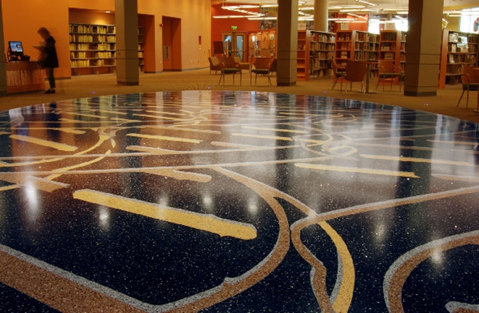 艾特石環氧磨石地麵，為圖書館營造寧靜舒適的閱讀天地